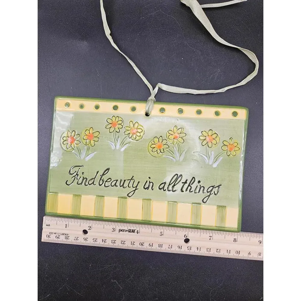 Hand-Painted Ceramic Wall Hanging Find Beauty in All Things